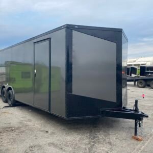 fast cargo 8.5×28 enclosed charcoal gray blackout trailer