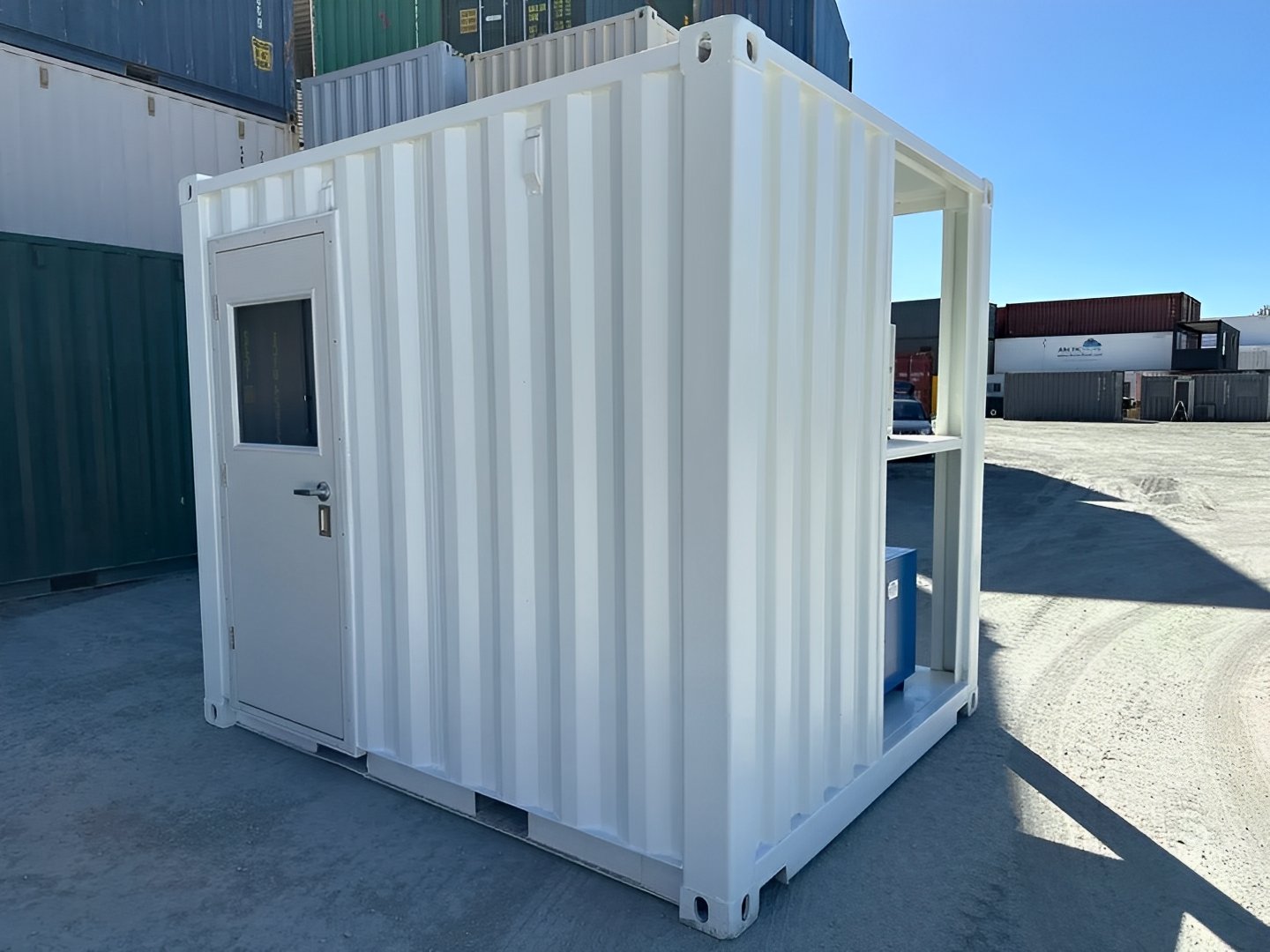 White Modified 10ft Shipping Container with AC White Modified 10ft Shipping Container with AC