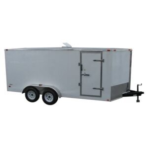 7×16 White V-Nose Enclosed Trailer Lawn Mower Cargo Trailer Storage