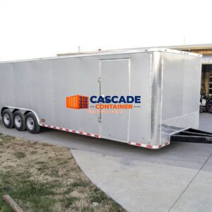 8.5 x 32 Silver Flat Nose Enclosed Trailer with (3) 7K Axles