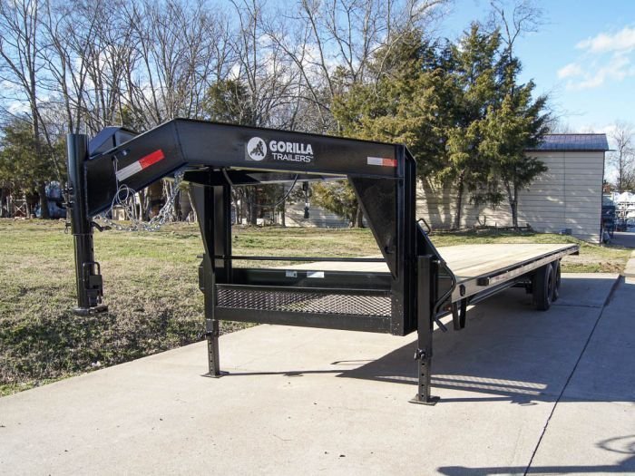 8.5×30 IBeam Gooseneck Straight Deckover Trailer (2) 7K Axles Slide Ramps 8.5×30 IBeam Gooseneck Straight Deckover Trailer (2) 7K Axles Slide Ramps