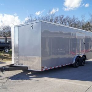8.5×20 Silver V-Nose Slant Top Enclosed Trailer (2) 5200lb Axles