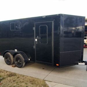 7×14 Black V-Nose Enclosed Trailer Blkout Pkg (2) 3,500lb Axles Elec Pkg