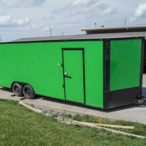 8.5×24 Lime Green Enclosed Trailer with Blackout Package (2) 5200lb Axles Storage