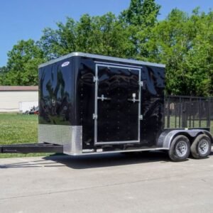 7×18 Hybrid Flat-Nose Enclosed Trailer with 4ft Mesh Deck Storage