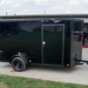 6×12 Enclosed Trailer Black V-Nose Blackout Package 3,500lb Axle Storage