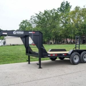 7×14 Gooseneck Equipment Trailer (2) 7K Axles with Stand-Up Ramps