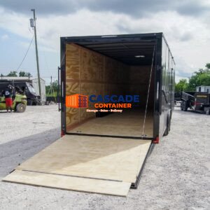 8.5×28 Charcoal/Black Enclosed Trailer with Blackout Pkg (2) 7K Axles Storage
